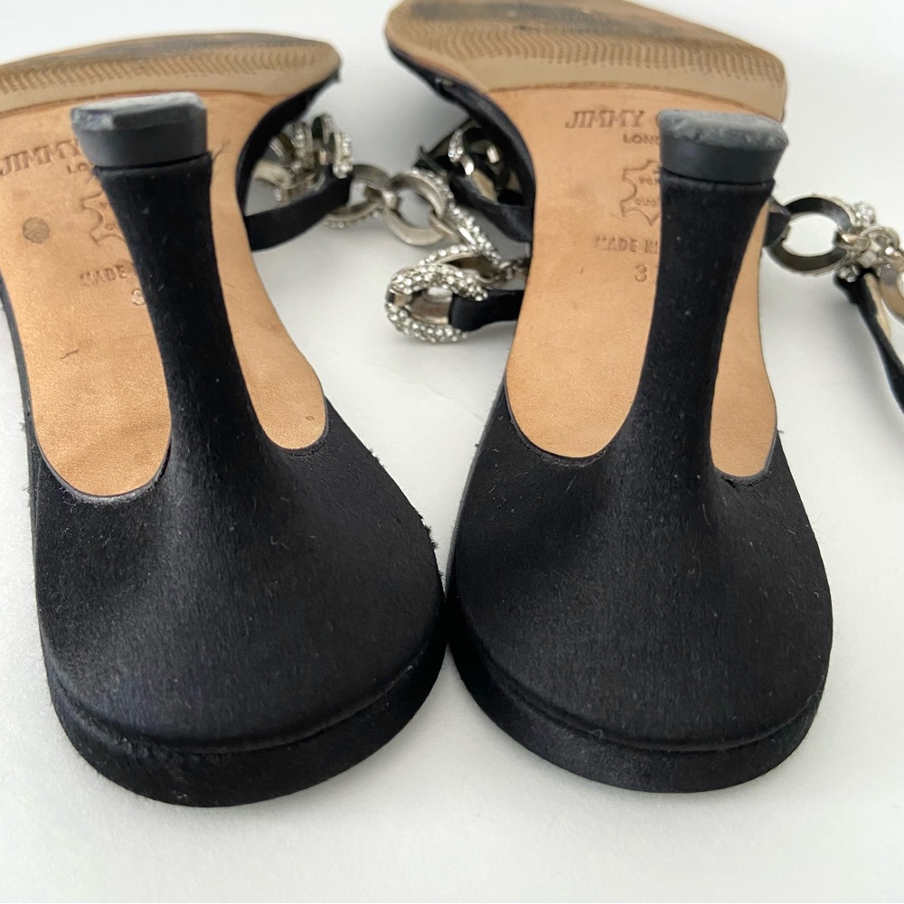 Jimmy Choo Crystal Embellished Thong Ankle Strap Heeled Sandals - Picture 12 of 15